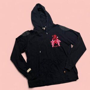 lightweight black hoodie with sick embroidery details